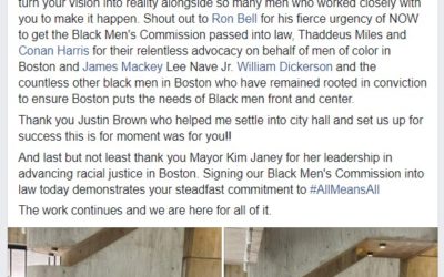 Thank you Tito Jackson for your leadership to uplift the issues Black boys and men face in the city of Boston